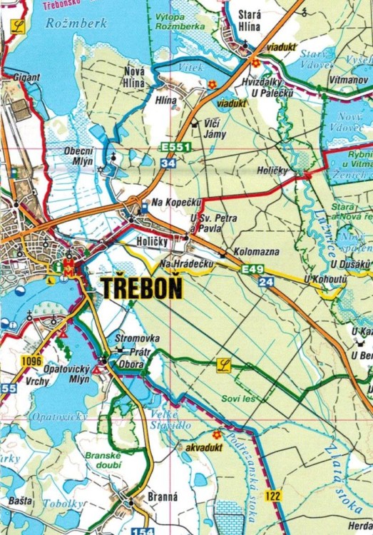 Ceskobudejovicko, Jindrichohradecko, Novohradske Hory. Mapa turystyczna 215 wydawnictwa Shocart. Fragment 1