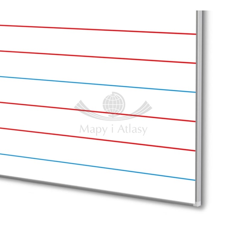 Tablica magnetyczna w linie kolorowe dla klas 1-3 suchościeralna 150 x 100 cm. TBN41k. Fragment