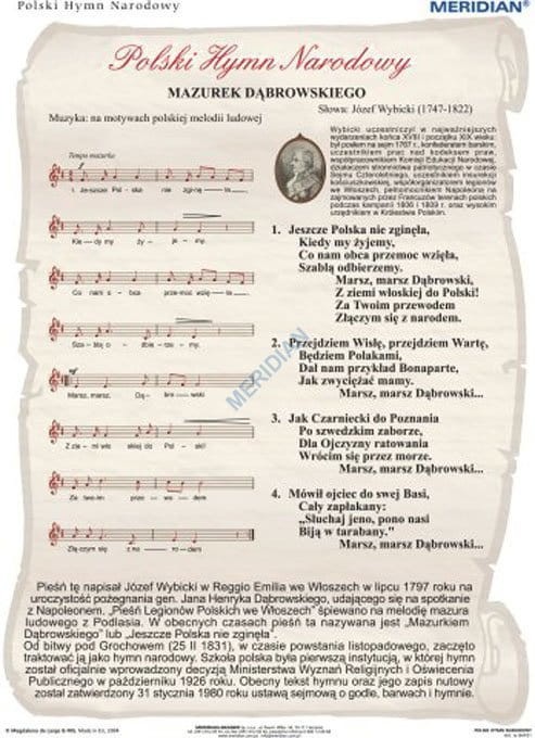 Hymn narodowy. Plansza edukacyjna. Drewniane półwałki