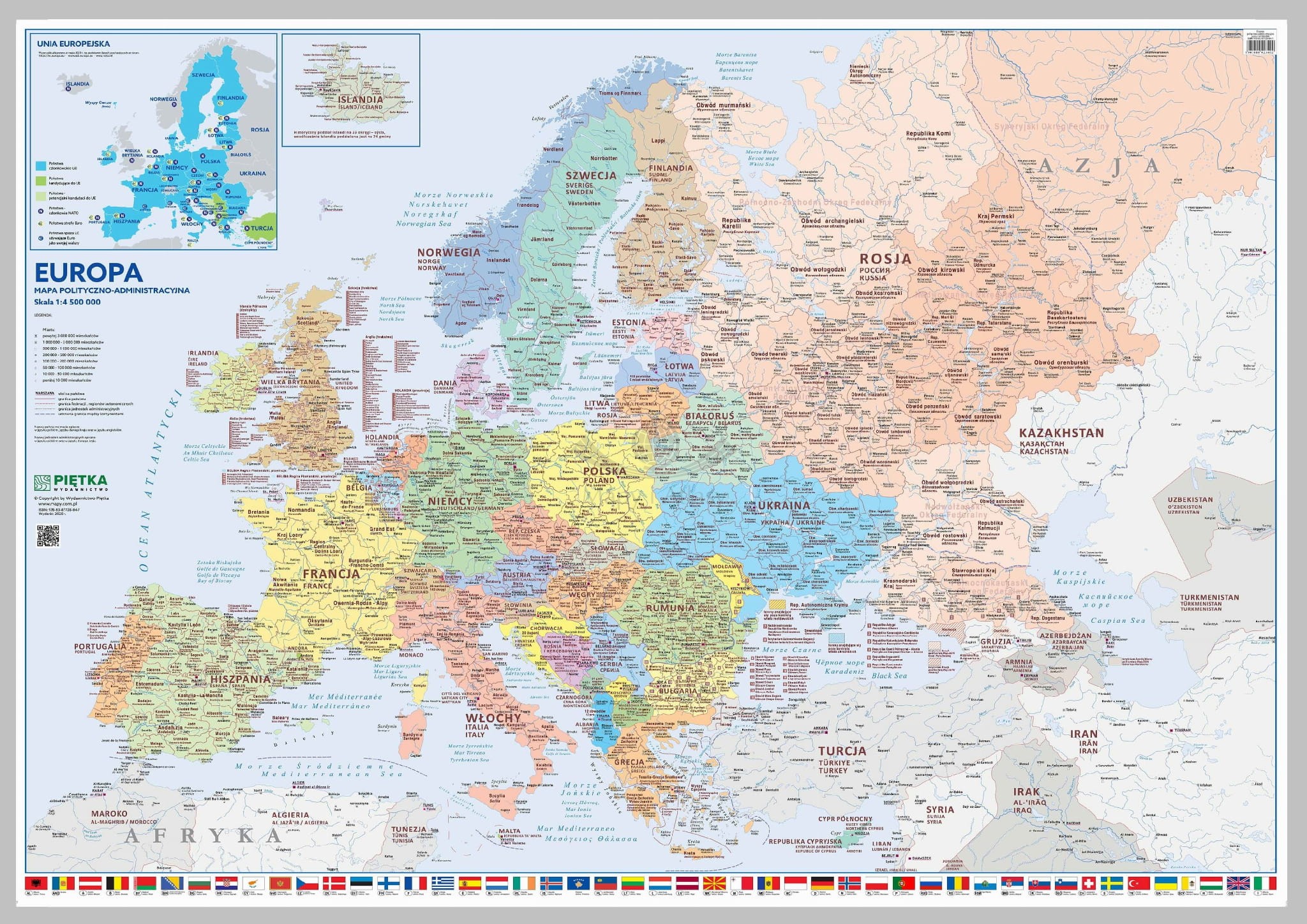 Europa 1:4 500 000. Mapa administracyjno-polityczna w ramie
