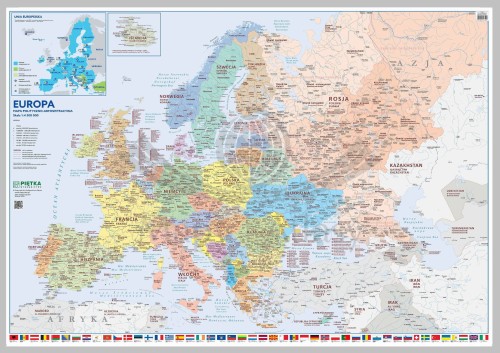Europa 1:4 500 000. Mapa administracyjno-polityczna w ramie Wydawnictwa Piętka