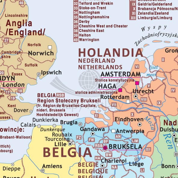 Europa 1:4 500 000. Mapa administracyjno-polityczna do wpinania Wydawnictwa Piętka. Fragment 1