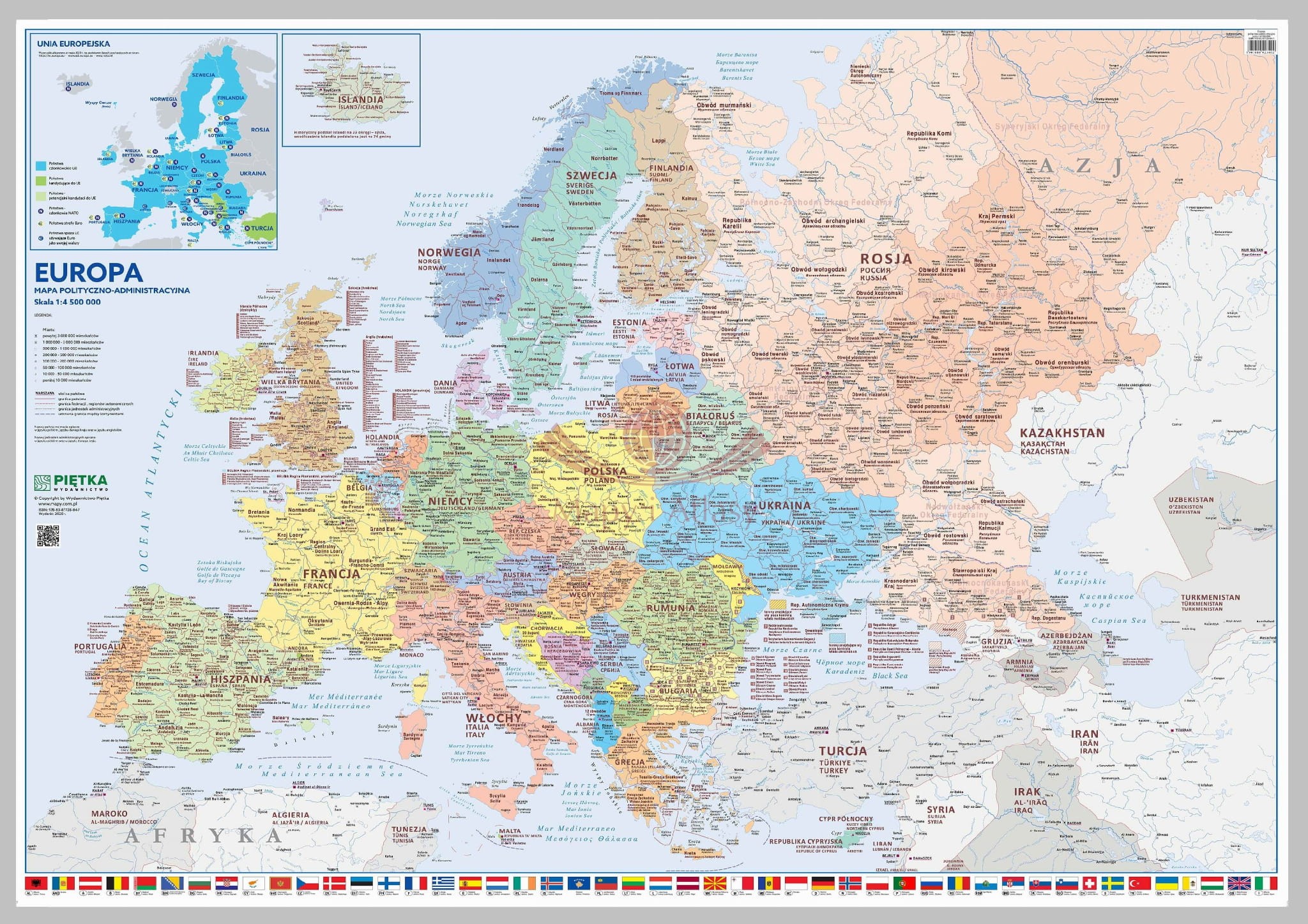 Europa 1:4 500 000. Mapa administracyjno-polityczna magnetyczna