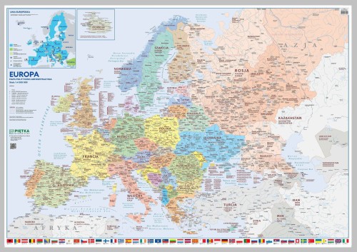 Europa 1:4 500 000. Mapa administracyjno-polityczna magnetyczna  Wydawnictwa Piętka