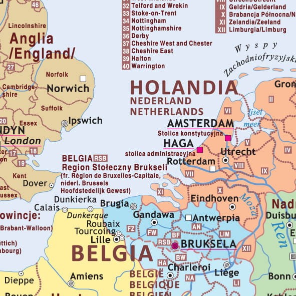 Europa 1:4 500 000. Mapa ścienna polityczno-administracyjna Wydawnictwa Piętka. Fragment 1