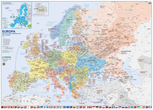 Europa 1:4 500 000. Mapa ścienna polityczno-administracyjna Wydawnictwa Piętka