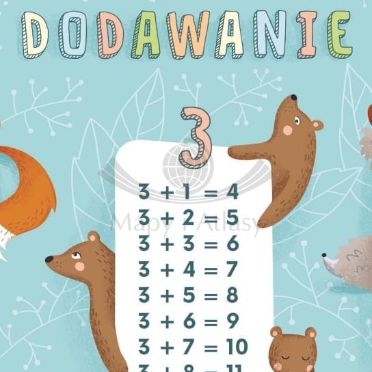 Dodawanie. Plansza edukacyjna 100 x 70 cm. Fragment 1