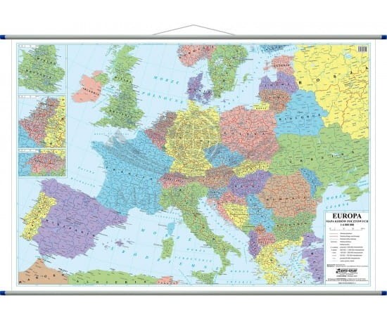 Europa 1:4 000 000. Mapa ścienna. Kody pocztowe.