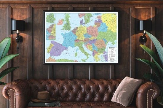 Europa 1:4 000 000. Mapa. Kody pocztowe. Wersja do wpinania. Wydawnictwo: Eko-Graf. Przykład aranżacji