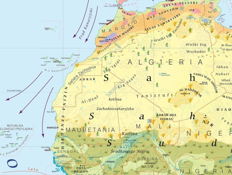 Afryka 1:6 500 000. Mapa ścienna krajobrazowa. Mapa ścienna krajobrazowa. Fragment
