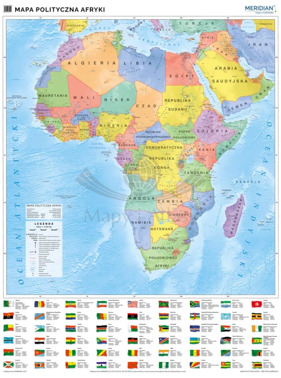 Afryka 1:8 000 000. Mapa ścienna polityczna wydawnictwa Meridian