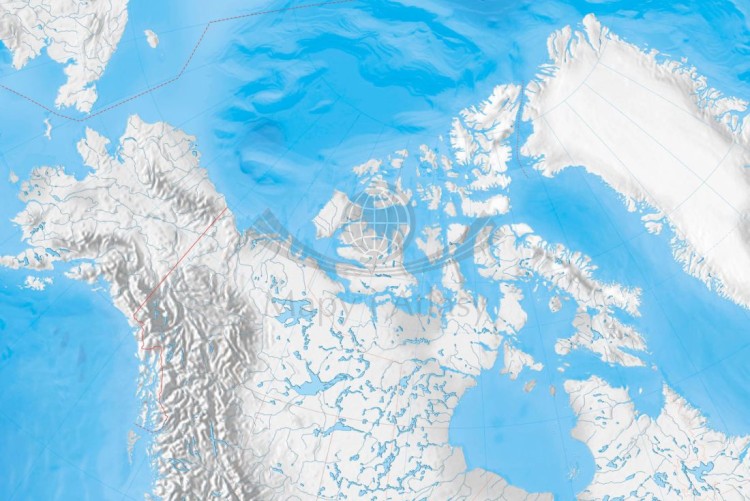 Ameryka Północna 1:7 500 000. Mapa ścienna konturowa (do ćwiczeń) wydawnictwa Meridian. Fragment 1