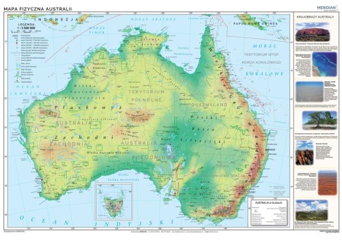 Australia 1:2 800 000. Mapa ścienna fizyczna wydawnictwa Meridian
