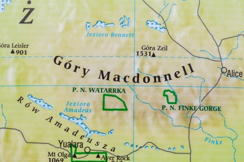 Australia 1:2 800 000. Mapa ścienna fizyczna wydawnictwa Meridian. Fragment 1