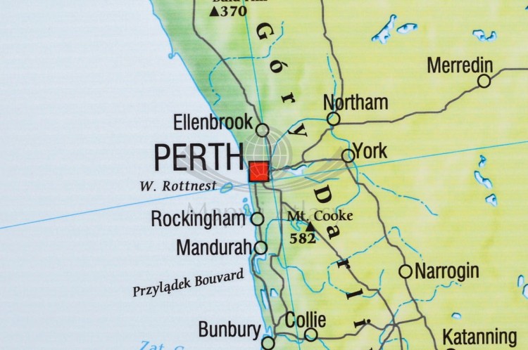 Australia 1:2 800 000. Mapa ścienna fizyczna wydawnictwa Meridian. Fragment 2