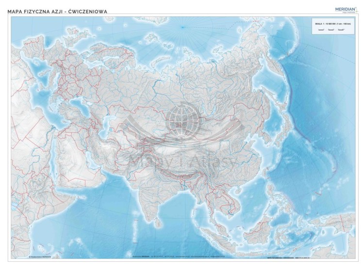 Azja 1:10 500 000. Mapa ścienna konturowa (do ćwiczeń) wydawnictwa Meridian