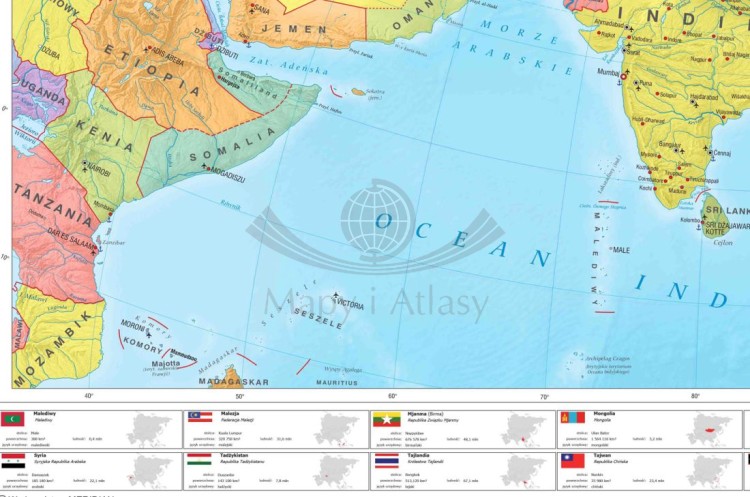 Azja 1:9 600 000. Mapa ścienna polityczna wydawnictwa Meridian. Fragment 3