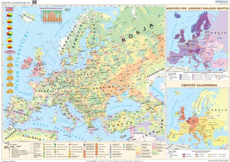 Europa gospodarcza 1:4 500 000. Mapa ścienna wydawnictwa Meridian