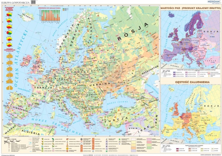 Europa gospodarcza 1:3 600 000. Mapa ścienna wydawnictwa Meridian