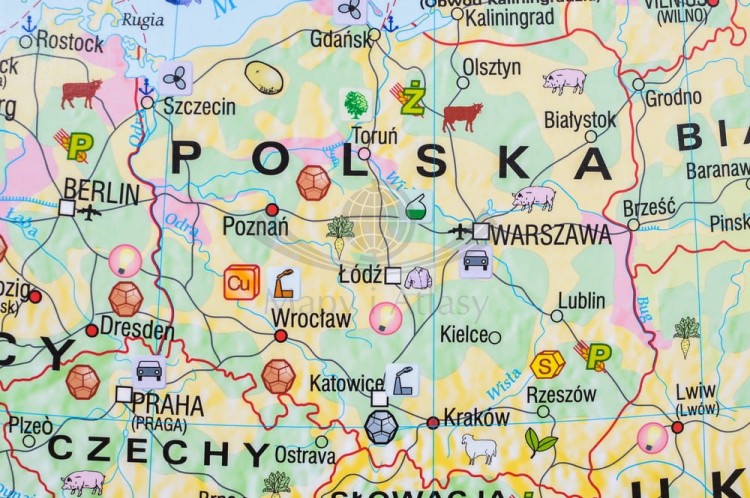 Europa gospodarcza 1:3 600 000. Mapa ścienna wydawnictwa Meridian. Fragment 1