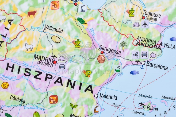 Europa gospodarcza 1:3 600 000. Mapa ścienna wydawnictwa Meridian. Fragment 3