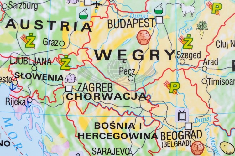 Europa gospodarcza 1:3 600 000. Mapa ścienna wydawnictwa Meridian. Fragment 5