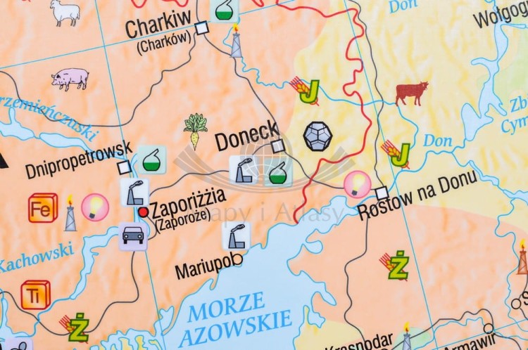 Europa gospodarcza 1:3 600 000. Mapa ścienna wydawnictwa Meridian. Fragment 6