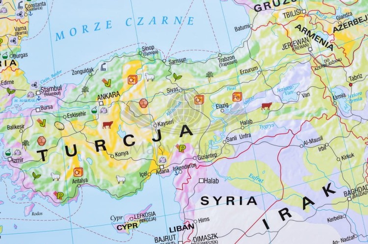 Europa gospodarcza 1:3 600 000. Mapa ścienna wydawnictwa Meridian. Fragment 7