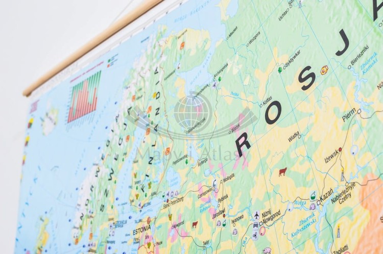 Europa gospodarcza 1:3 600 000. Mapa ścienna wydawnictwa Meridian. Oprawa