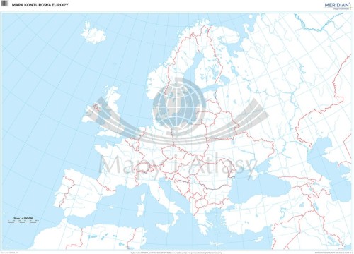 Europa 1:4 000 000. Mapa ścienna konturowa (do ćwiczeń) wydawnictwa Meridian