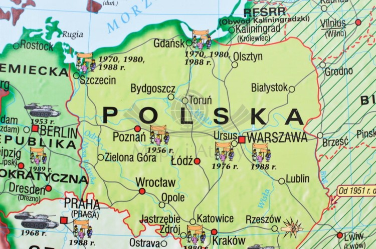 Europa po 1945 roku. Mapa ścienna wydawnictwa Meridian. Fragment 2