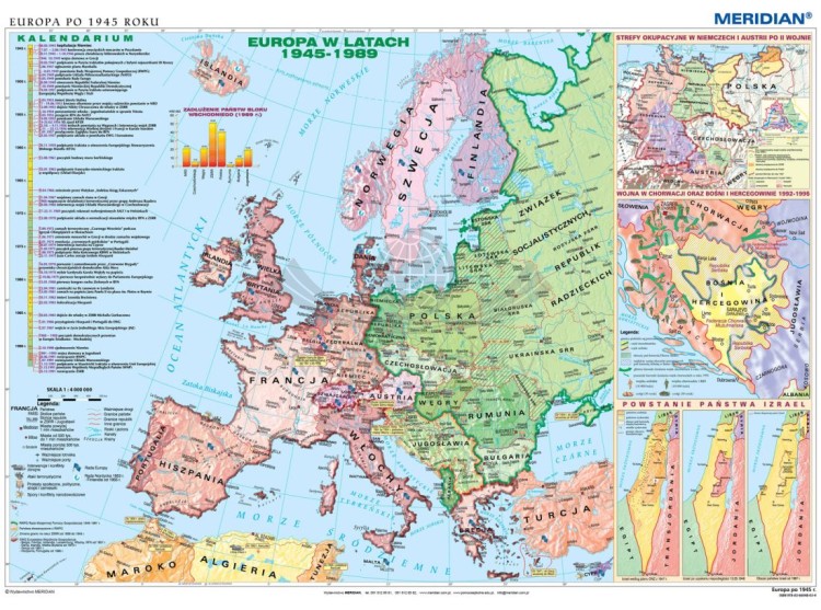 Europa po 1945 roku. Mapa ścienna wydawnictwa Meridian
