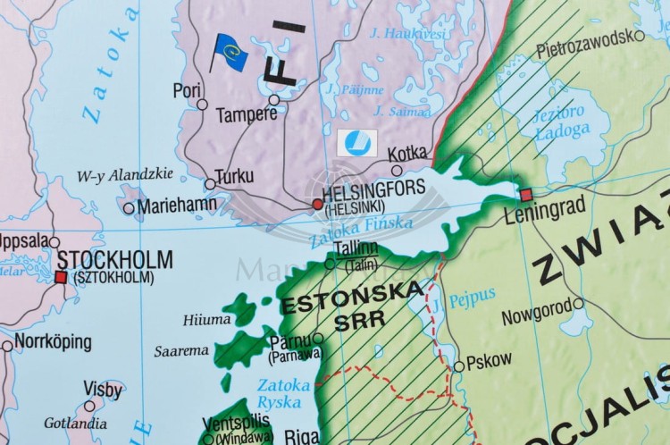 Europa po 1945 roku. Mapa ścienna wydawnictwa Meridian. Fragment 1