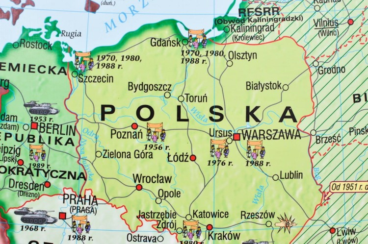 Europa po 1945 roku. Mapa ścienna wydawnictwa Meridian. Fragment 2