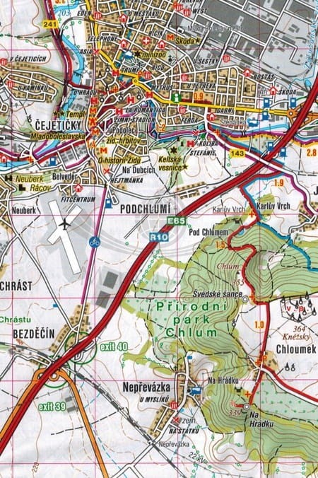 Okolice Nymburku mapa turystyczna wydawnictwa Shocart. Fragment 2