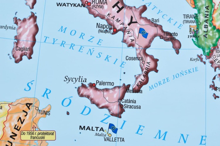 Europa po 1945 roku. Mapa ścienna wydawnictwa Meridian. Fragment 7