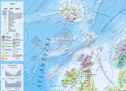 Europa krajobrazowa 1:3 200 000. Mapa ścienna wydawnictwa Meridian. Fragment