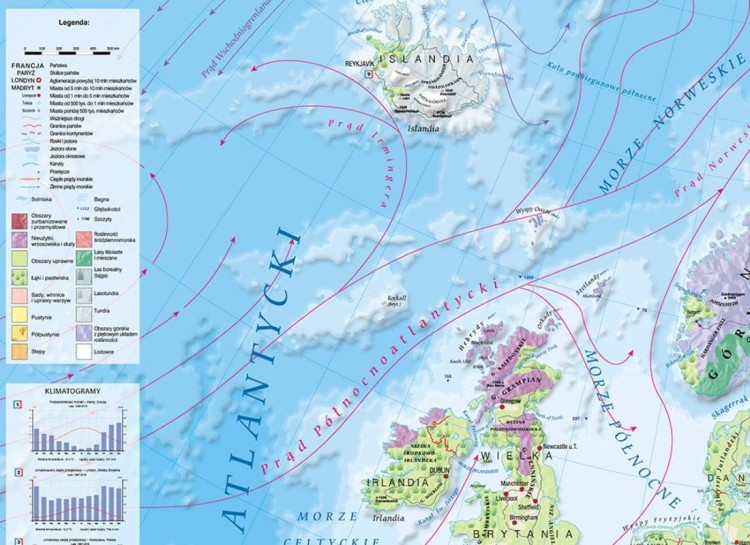 Europa krajobrazowa 1:3 200 000. Mapa ścienna wydawnictwa Meridian. Fragment