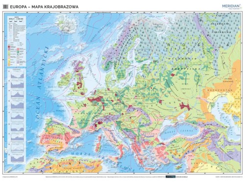 Europa krajobrazowa 1:4 000 000. Mapa ścienna wydawnictwa Meridian