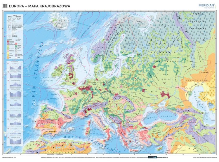 Europa krajobrazowa 1:4 000 000. Mapa ścienna wydawnictwa Meridian
