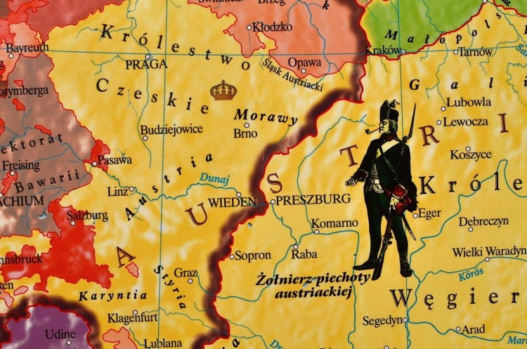 Europa w latach 1789-95 / Francja w okresie rewolucji. Mapa ścienna wydawnictwa Meridian. Fragment 2