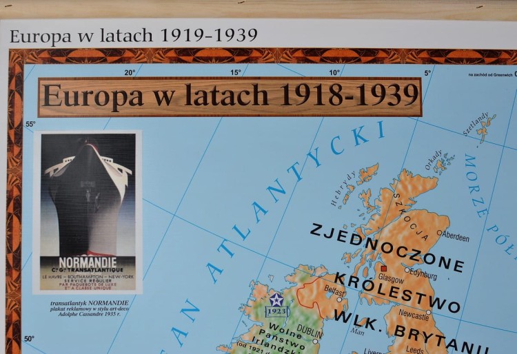 Europa w latach 1919-1939. Mapa ścienna wydawnictwa Meridian. Fragment 1