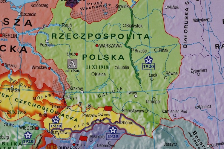 Europa w latach 1919-1939. Mapa ścienna wydawnictwa Meridian. Fragment 3