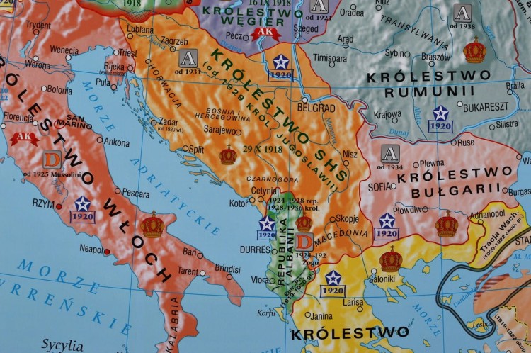 Europa w latach 1919-1939. Mapa ścienna wydawnictwa Meridian. Fragment 6