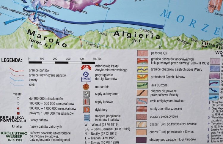 Europa w latach 1919-1939. Mapa ścienna wydawnictwa Meridian. Fragment 9