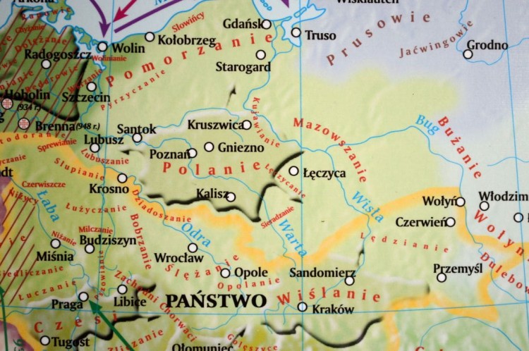 Europa wczesnośredniowieczna (od VIII wieku do połowy X). Mapa ścienna wydawnictwa Meridian. Fragment 1