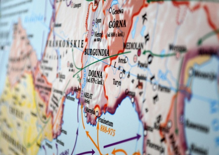 Europa wczesnośredniowieczna (od VIII wieku do połowy X). Mapa ścienna wydawnictwa Meridian. Fragment 4