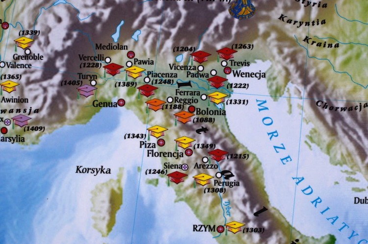 Europa. Wielkie cywilizacje średniowiecza - kultura i sztuka. Mapa ścienna wydawnictwa Meridian. Fragment 6