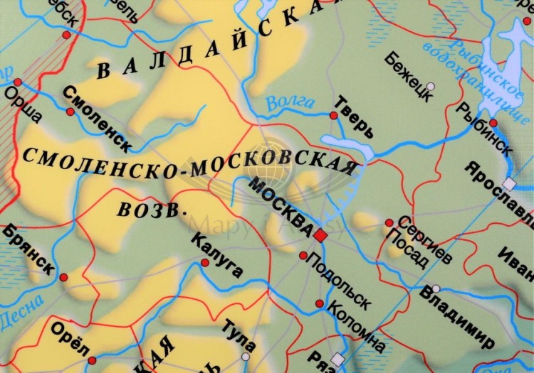 Federacja Rosyjska / Rosja 1:6 600 000. Mapa ścienna fizyczna wydawnictwa Meridian. Fragment 1