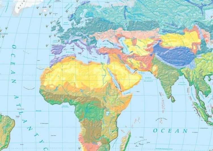 Państwa florystyczne i formacje roślinne świata 1:37 000 000. Mapa ścienna wydawnictwa Meridian. Mapa 1 - fragment 1